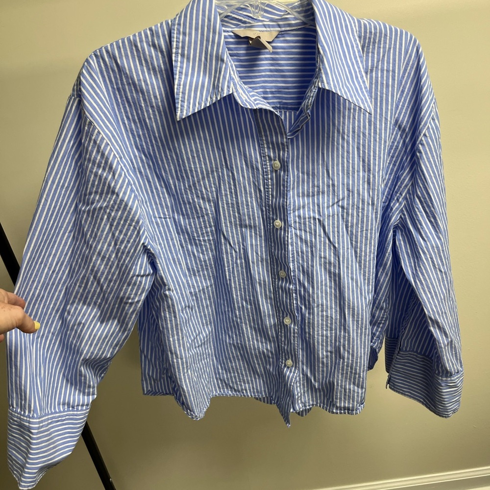 H&M Blue Striped Oversized Shirt
